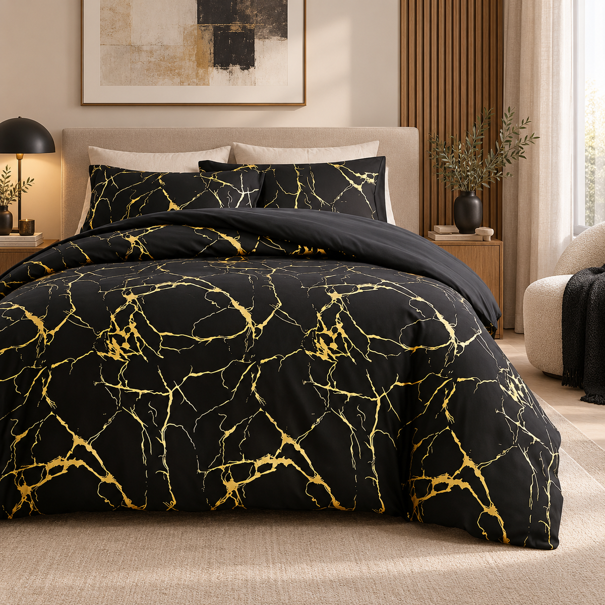 Bettdecke Marmor Muster – Seidig weich