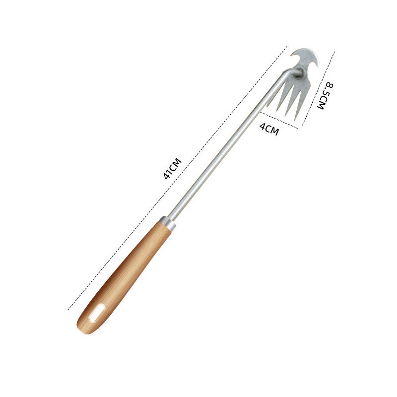 Stainless Steel Weeding Fork with Wooden Handle – Ergonomic Garden Tool