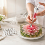 Gelatine-Blumen-Set mit Spritze und 10 Blütenformen aus Edelstahl