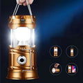 LED camping lamp solar USB power bank gold extendable 14-19 cm