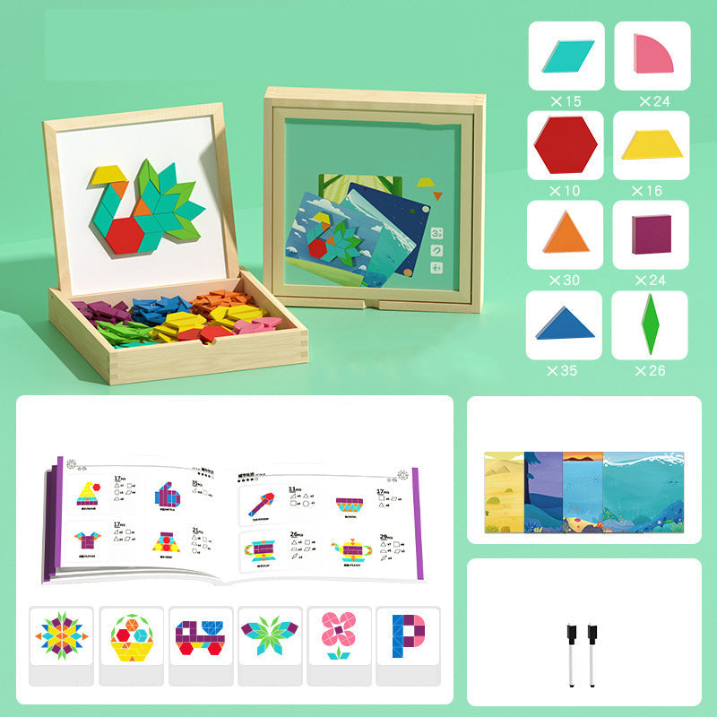 Magnetisches Holz-Puzzle mit geometrischen Formen
