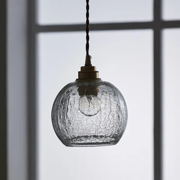Pendelleuchte Glas Industriedesign mit strukturierter Kugel