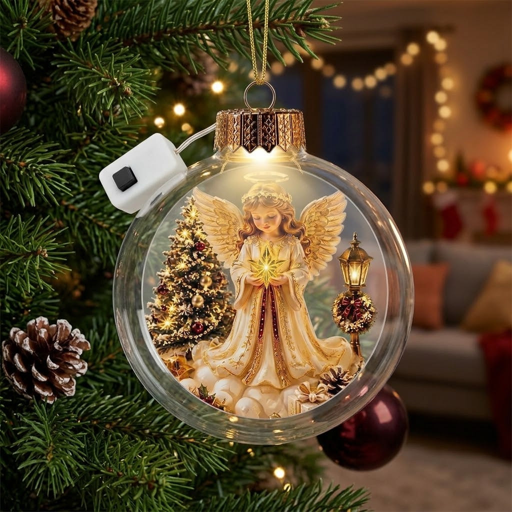 Illuminated Christmas ornament with miniature scene