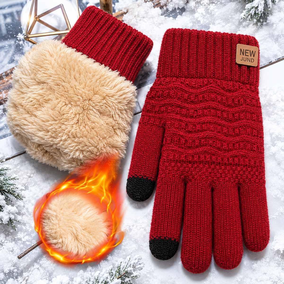 Damenhandschuhe Thermo-Fleece mit Touchscreen-Spitzen