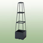 Self-watering planter box with trellis – Anthracite