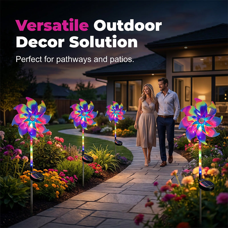 Solar garden windmill with LED lighting – Colorful windmill
