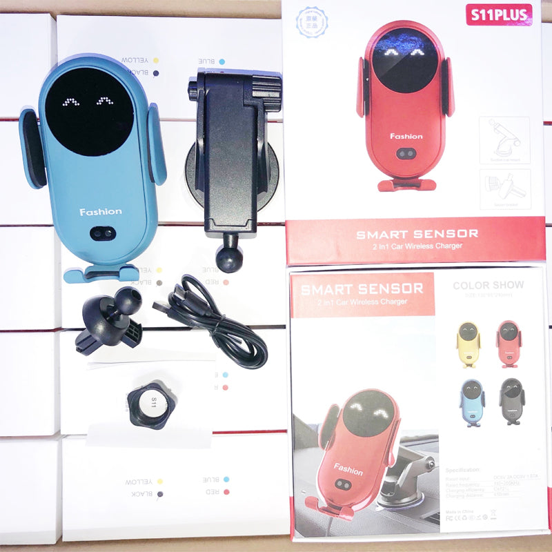 Wireless car charger with automatic phone holder