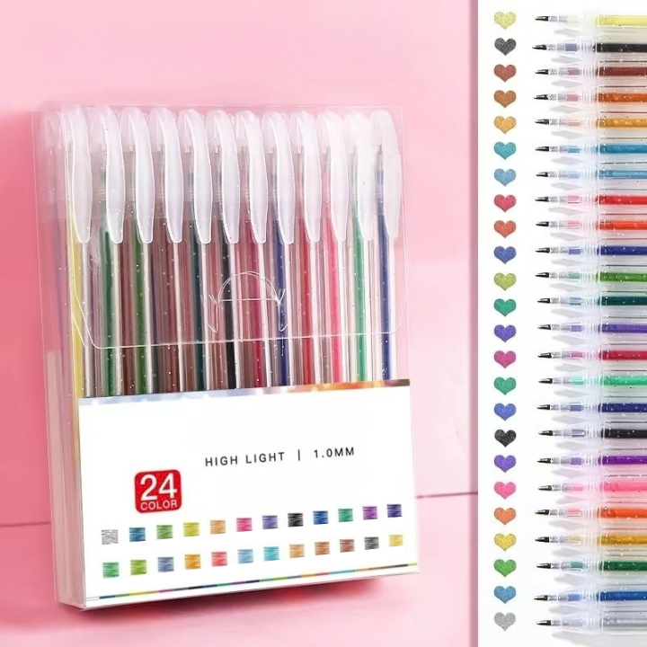 Glitter gel pen set with 1.0-mm ballpoint tip - 8 to 48 colors