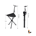 Walking stick with seat function – height adjustable, foldable