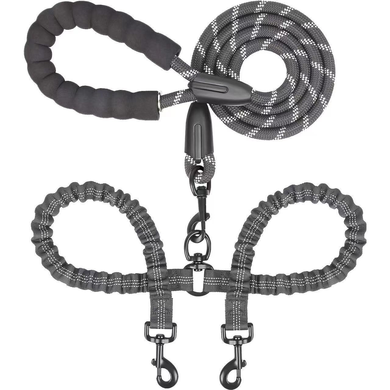 Doppelleine mit Wirbel für zwei Hunde