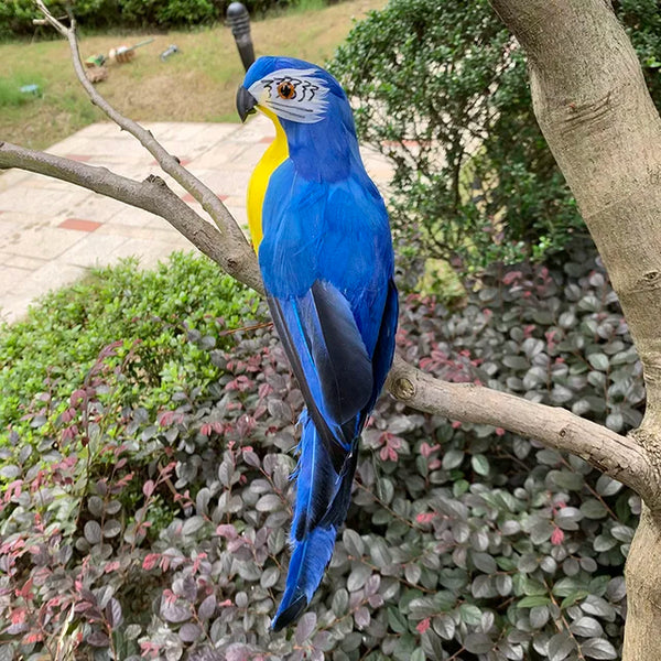 Dekorativer Papagei Gartenornament – Lebensechte Vogelfigur mit Federn
