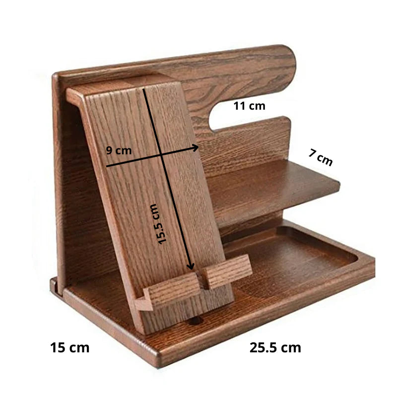 Holz-Schreibtischorganizer mit Handyständer – für Ordnung auf einen Blick