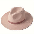 Panama sun hat with wide brim made of paper fiber