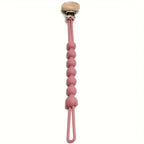 Silicone Pacifier Chain with Wooden Clip – Bear Design, BPA-Free