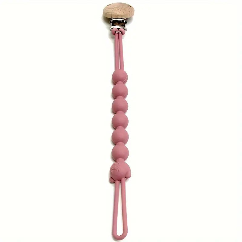Silikon Schnullerkette mit Holzclip – Bär Design, BPA-frei