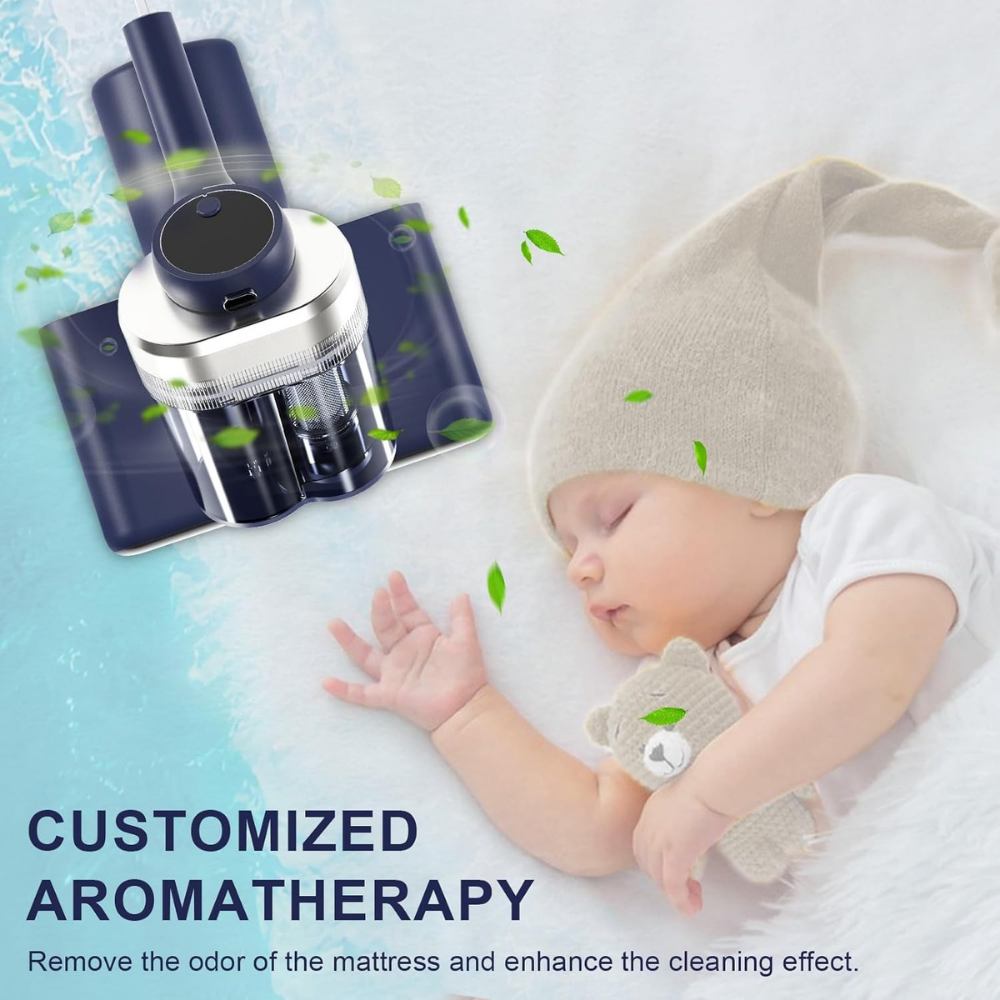Mattress vacuum cleaner with UV light against mites
