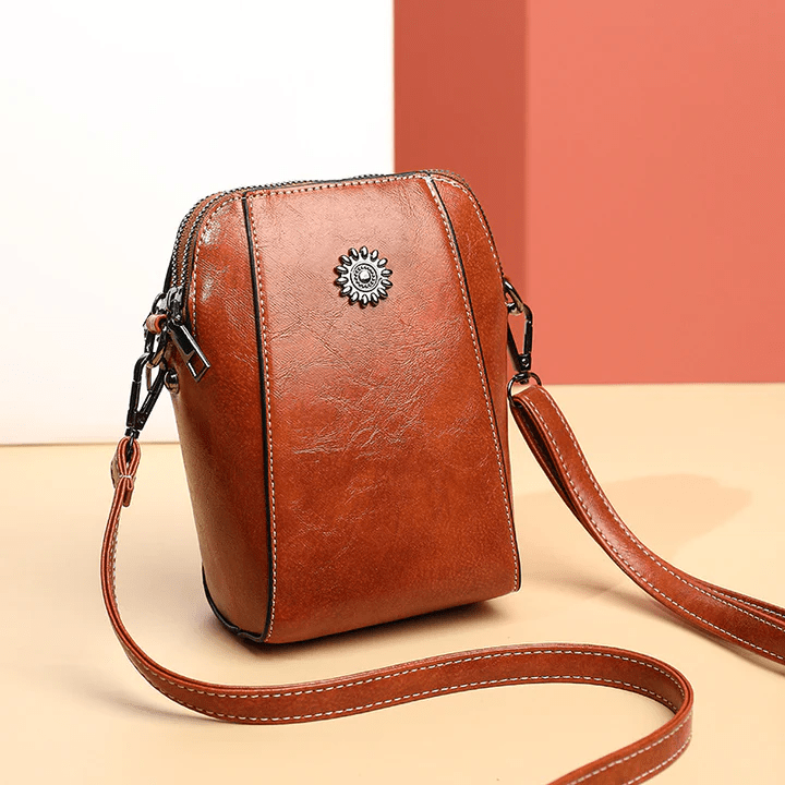 Small Crossbody Bag in Leather Look with Multiple Compartments – Adjustable Strap