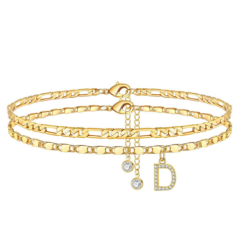 Fußkette Layered-Design mit Strass-Steinen