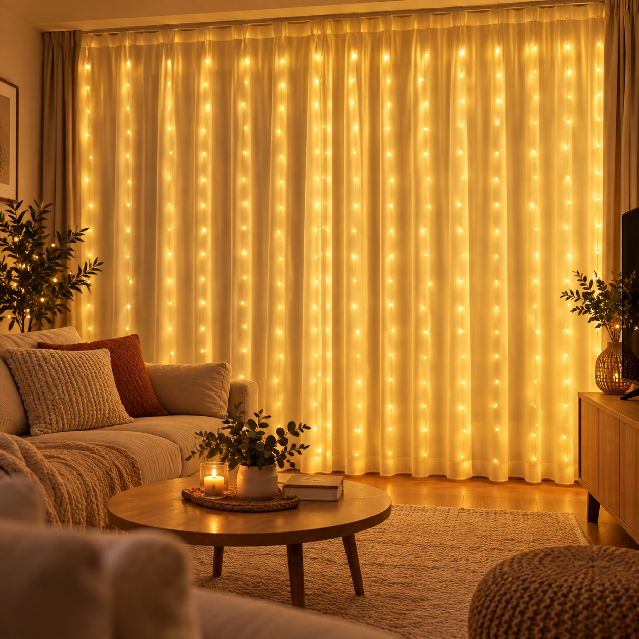 LED-Lichtervorhang Eiszapfen Warmweiß – Für Fenster und Innenwand