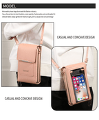 Cell phone case shoulder bag with touchscreen window