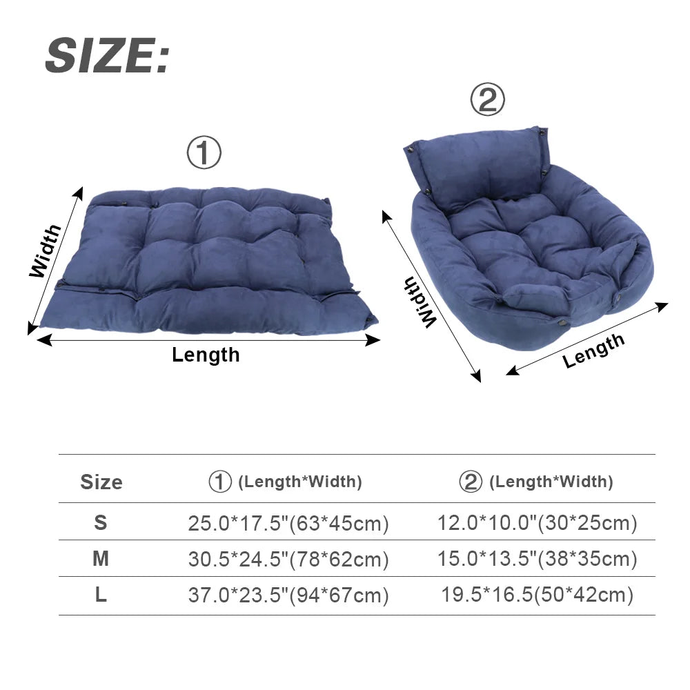 3-in-1 pet bed – Sofa, mat, or sleeping cave in one