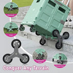 Foldable transport trolley with stair wheels