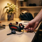 4-in-1 Fahrradlampe mit Handyhalterung, Powerbank und Hupe – USB aufladbar, IPX4