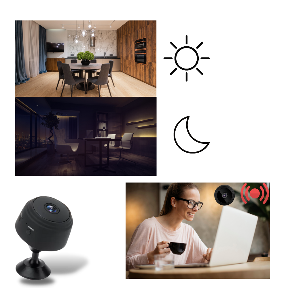 Mini surveillance camera with Wi-Fi and motion detector