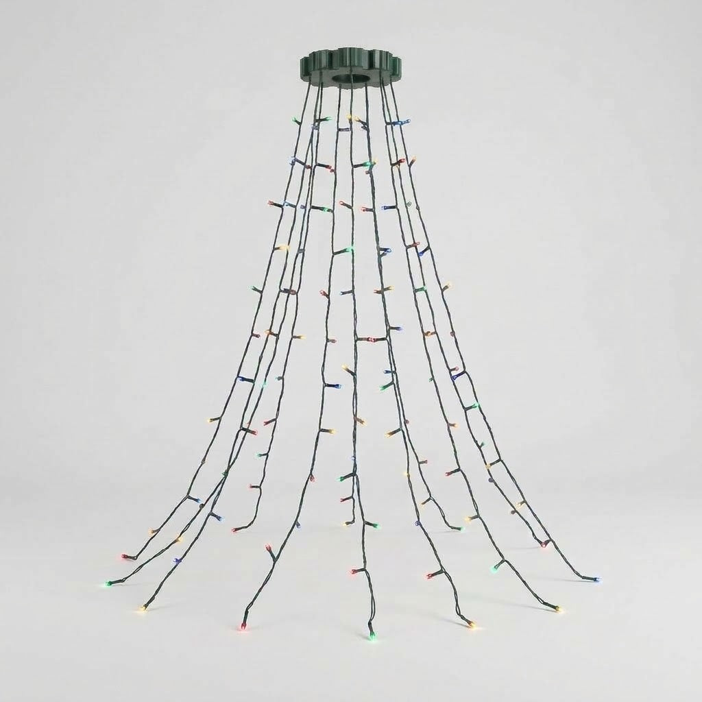 LED waterfall string lights for the Christmas tree, copper wire, with remote control