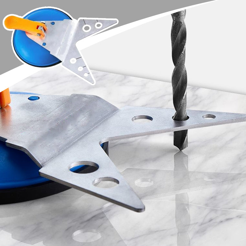 Drilling template for tiles with suction cup
