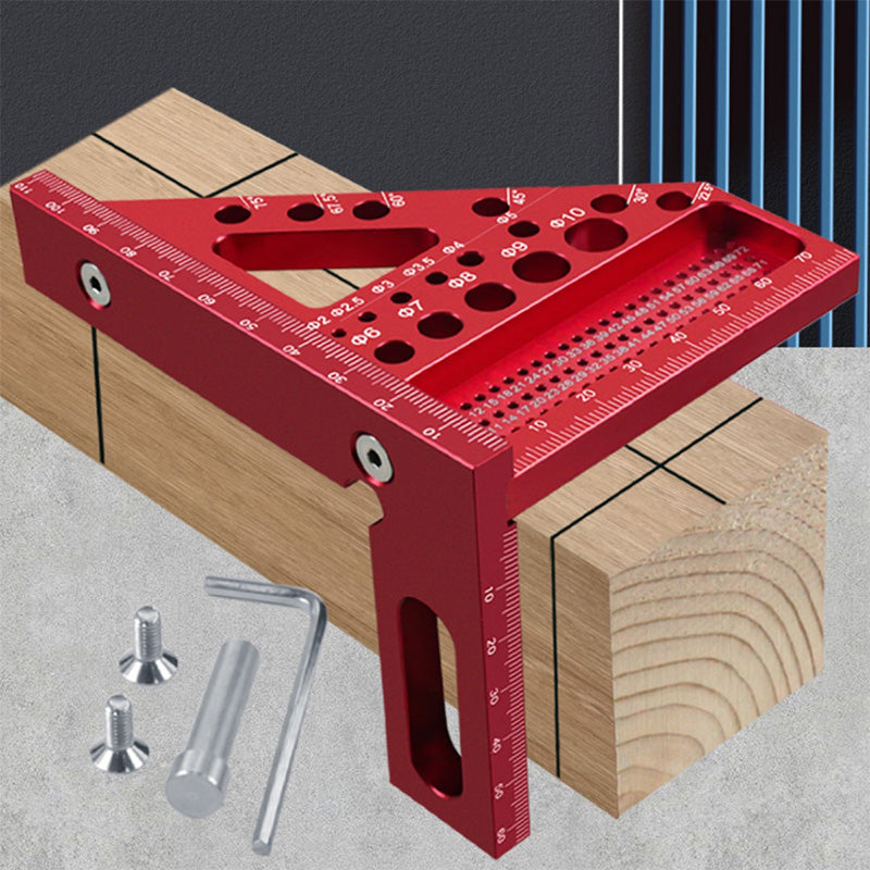 Winkellineal Aluminium mit Messkala und Bohrlöchern