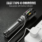 LED-Taschenlampe mit Zoom und Ladeanzeige