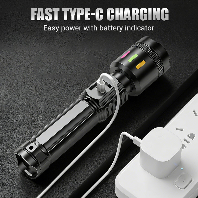 LED-Taschenlampe mit Zoom und Ladeanzeige