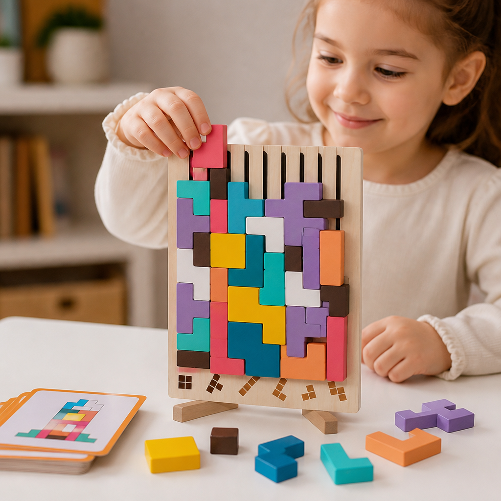 Stapelblöcke Holz bunt für Kinder