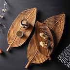 Wood Leaf Serving Tray – Decorative Tray with Handle