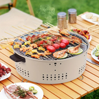 Portable charcoal grill with ventilated body & wooden handles