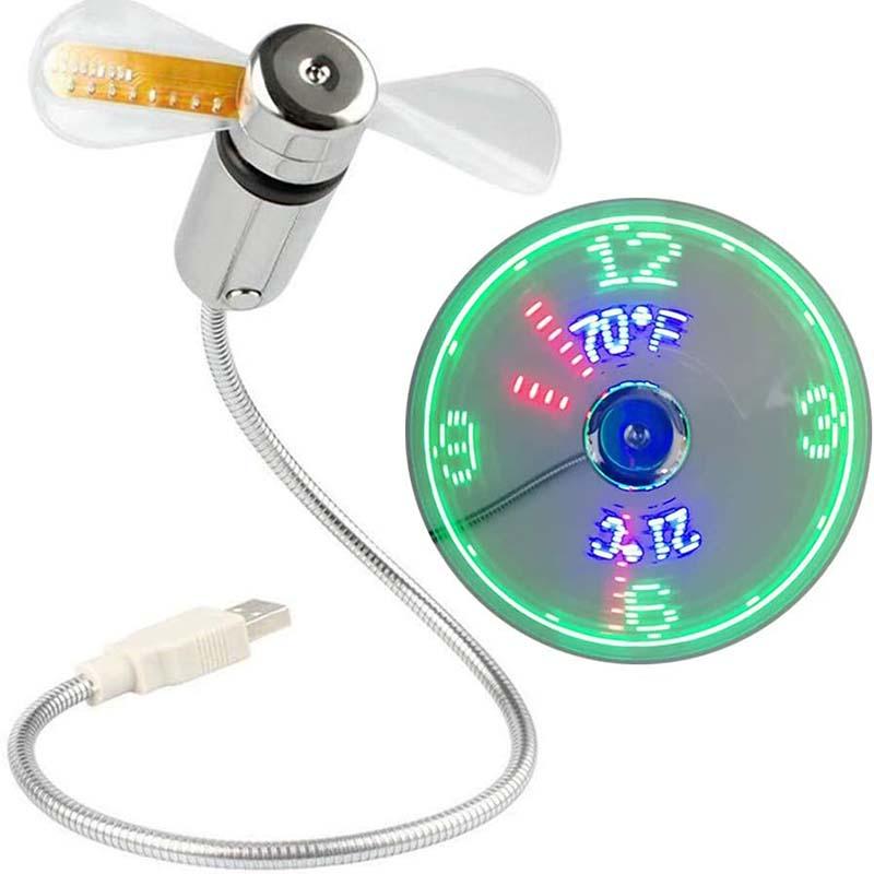 USB-Ventilator mit LED-Uhr und Temperaturanzeige