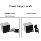 Digital LED cube alarm clock with temperature display
