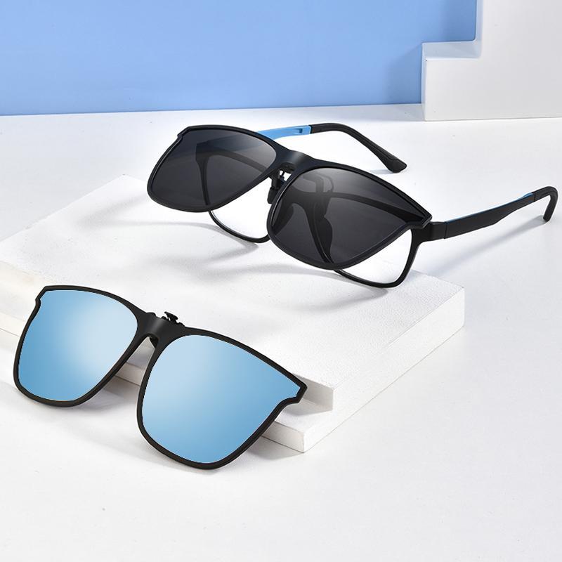 Clip-on polarized sunglasses with flip-up function