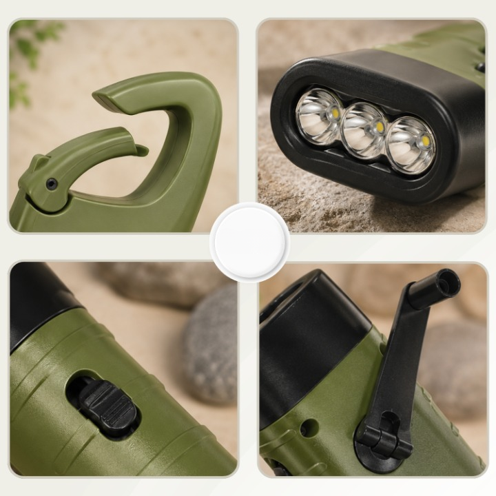 Solar-Kurbel-Taschenlampe LED mit Dynamo und Solarladung