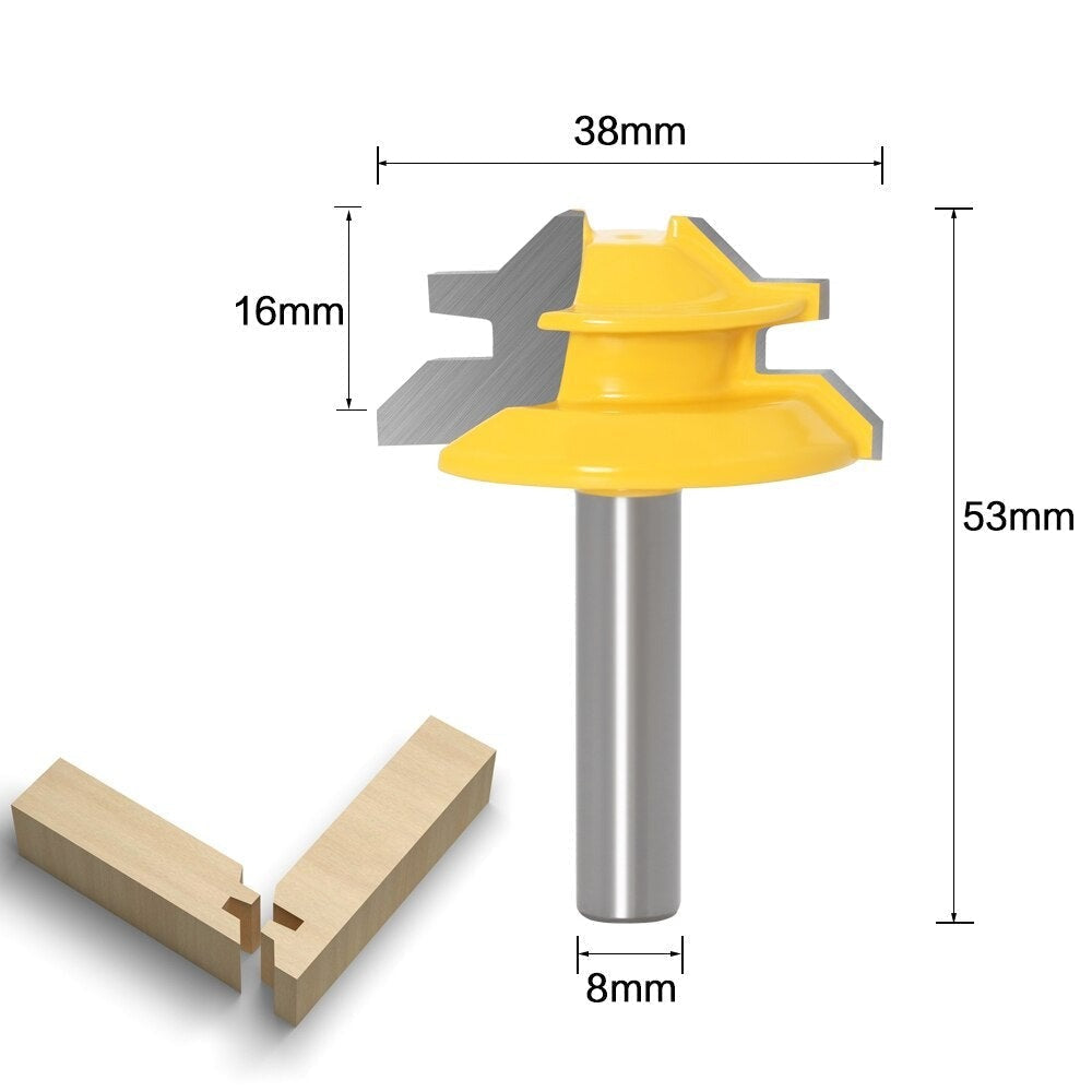Gehrungsfräser 45-Grad für Holzverbindungen mit 8mm Schaft