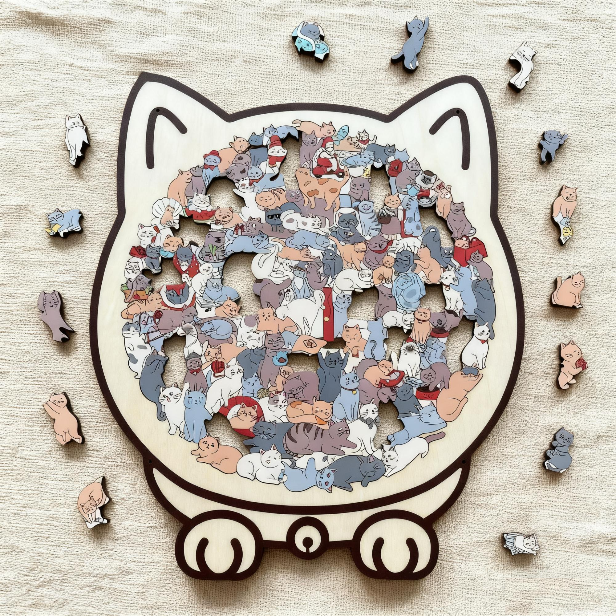 Holzpuzzle Katze – 135 Teile in verschiedenen Farben