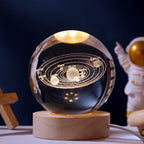 3D Gravierte Kristallkugel-Lampe – Warmes LED-Nachtlicht