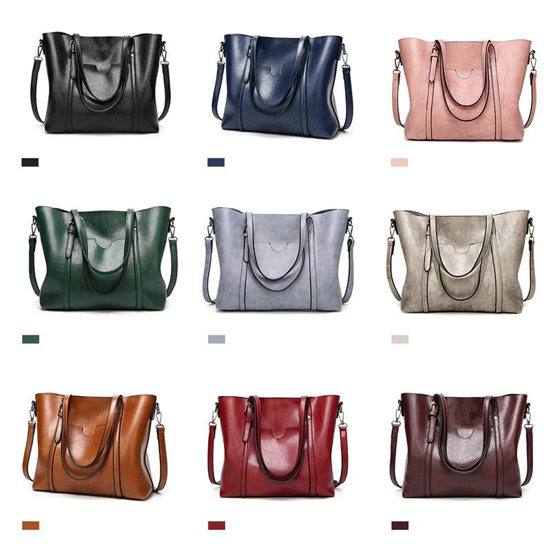 Leather handbag with large capacity and adjustable shoulder strap