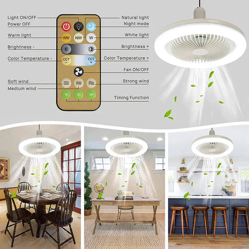 Deckenventilator mit LED-Licht – In jede Lampenfassung einschrauben, inkl. Fernbedienung