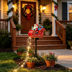 Solar-Gartenstecker Weihnachtsmann im Schlitten oder Rentier – mit funkelndem LED-Lichterschweif
