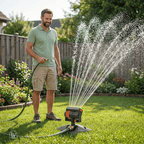 Adjustable garden sprinkler with filter protection