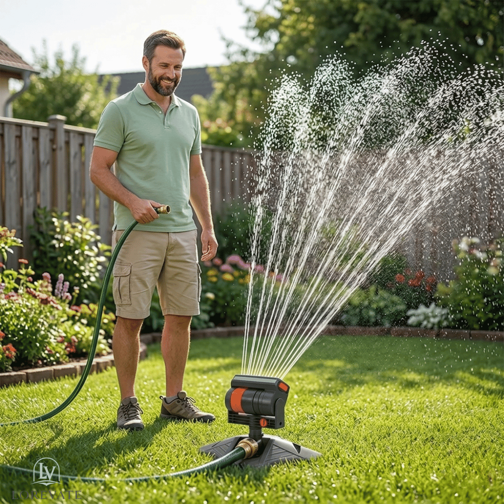 Adjustable garden sprinkler with filter protection