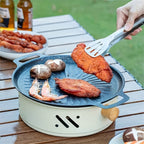 Portable tabletop charcoal grill with wooden handles – 28 cm