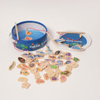 Wooden fishing game with magnetic fishing rod – 35 fish, motor skills development